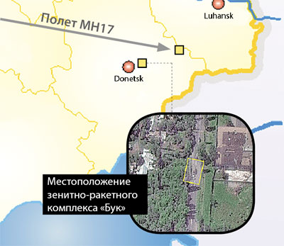 Зенитно-ракетный комплекс «Бук» в Украине, контролируемый сепаратистами в день обстрела MH17, 17 июля 2014 года