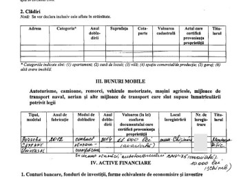 Declarația de avere a judecătoarei cu Porsche de 11 mii de lei