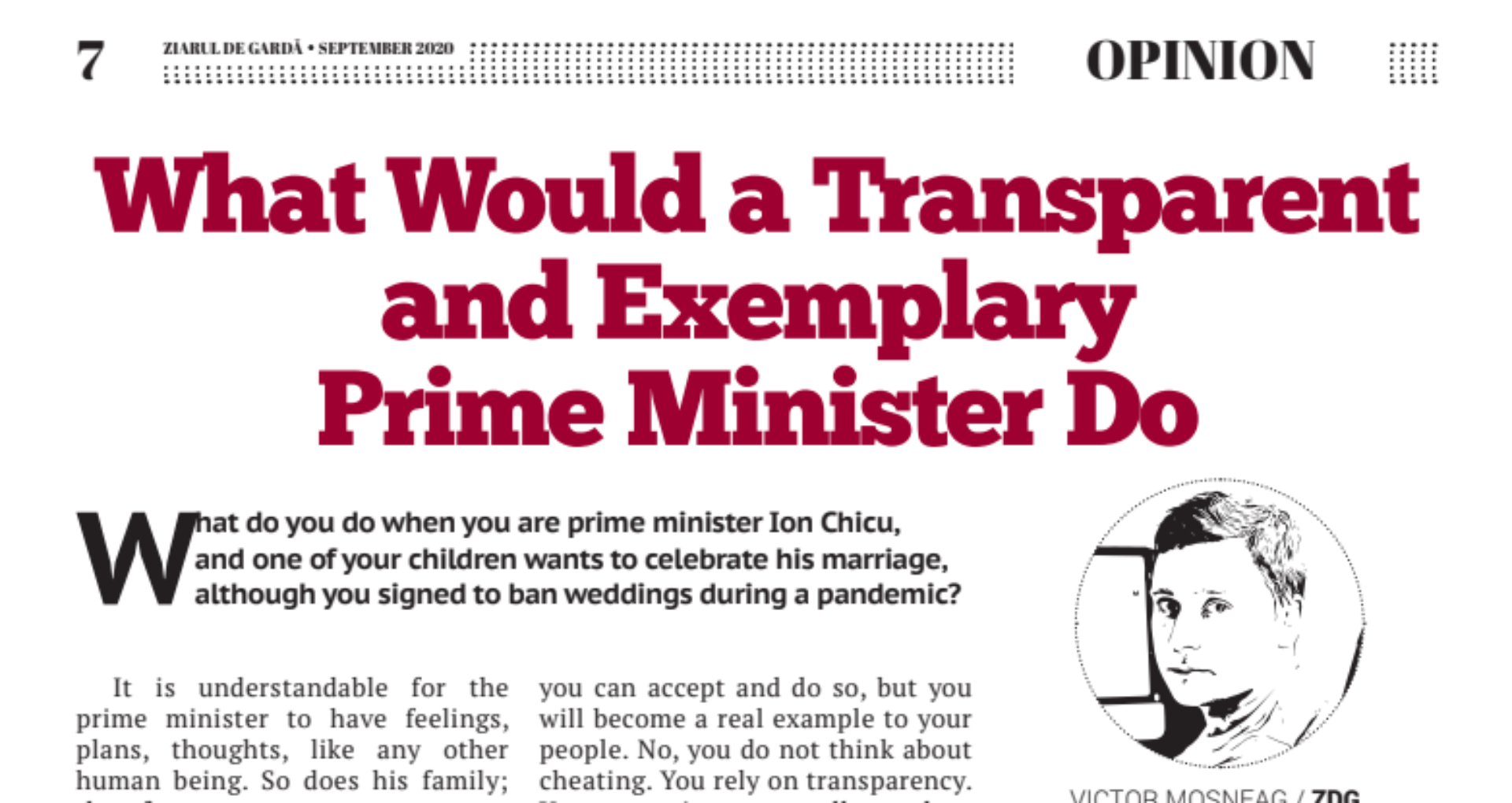 What Would a Transparent and Exemplary Prime Minister Do