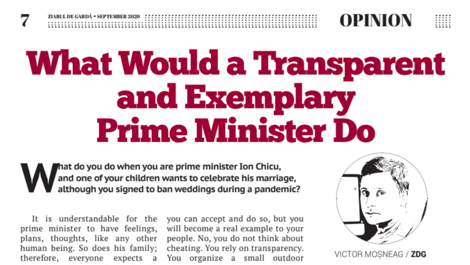 What Would a Transparent and Exemplary Prime Minister Do