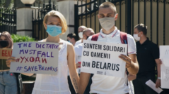 PHOTO/ The National Platform of the Eastern Partnership Civil Society Forum Organized a Protest at the Belarus Embassy in Chișinău