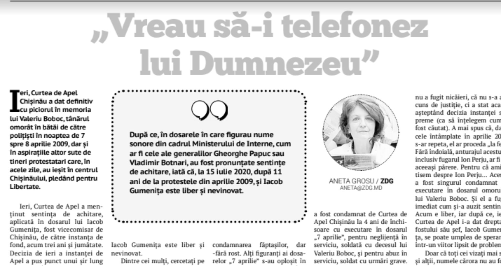 The Decision of the Chișinău Court of Appeal in the case of Iacob Gumeniță