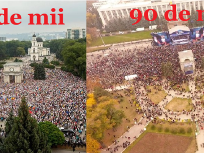 FOTO/ Cum calculează poliția numărul cetățenilor din PMAN: 40 de mii la protestul lui Năstase și 90 de mii la Adunarea lui Plahotniuc