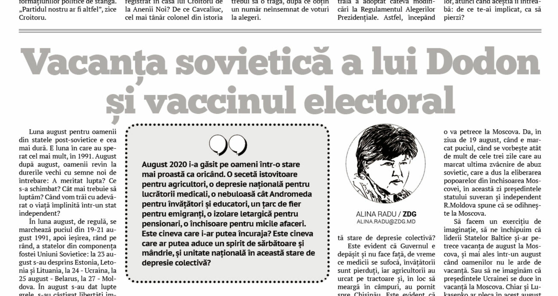 Vacanța sovietică a lui Dodon și vaccinul electoral