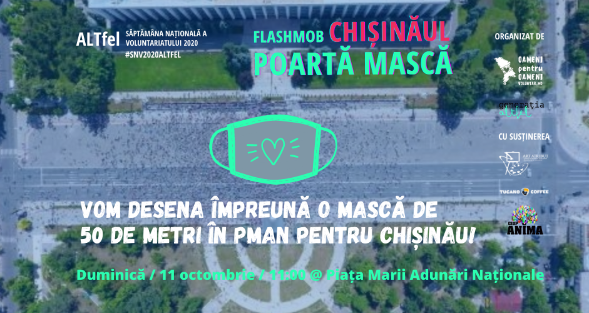 Flashmob în Piața Marii Adunări Naționale: „Chișinăul poartă mască”