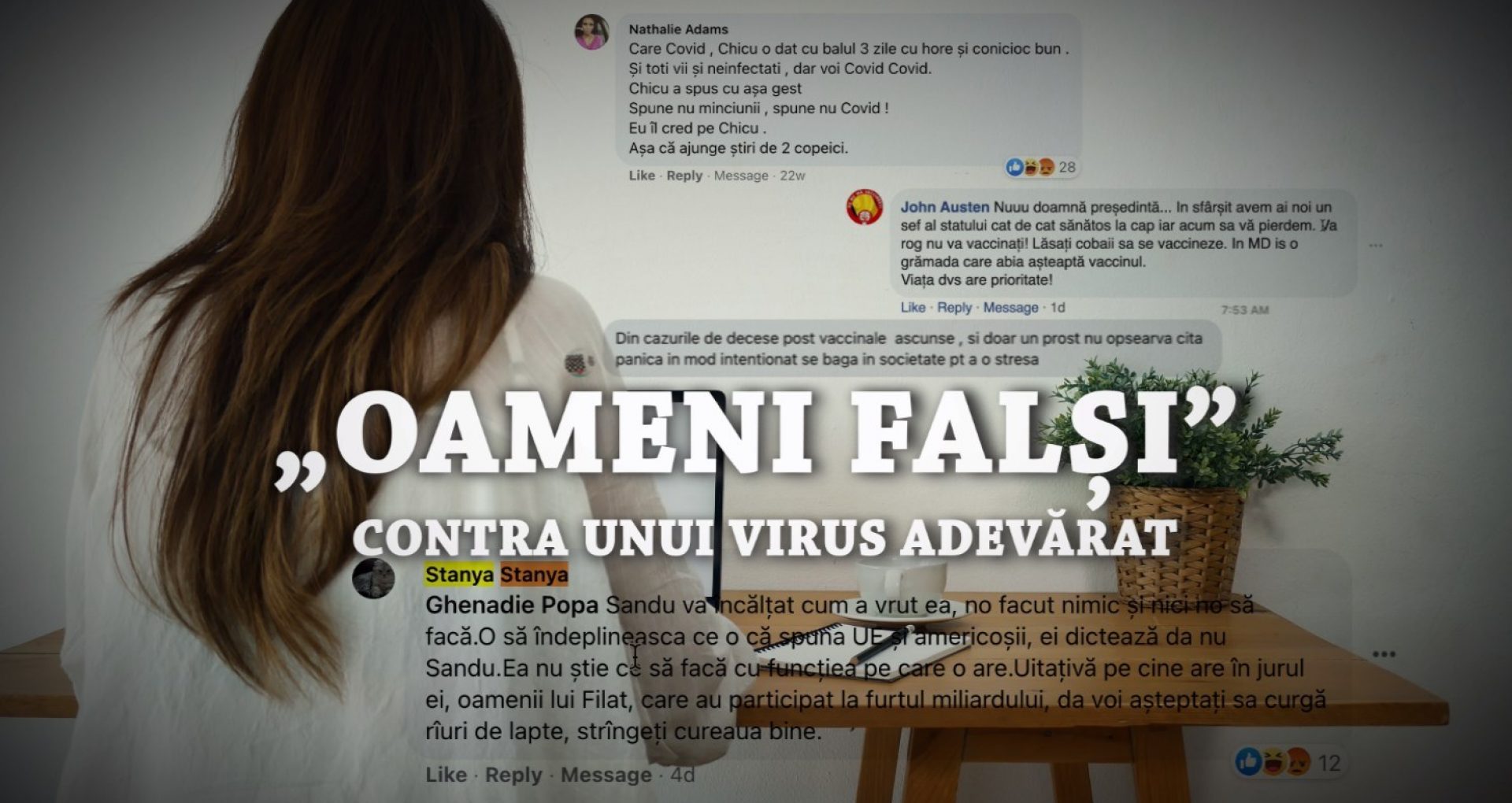 VIDEO/ „Oameni falși” contra unui virus adevărat. ZdG a contactat mai multe profiluri false antivacciniste care comentează activ pe pagina ZdG de pe facebook