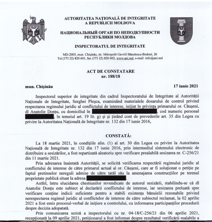 DOC// Primar ales pe lista ACUM DA PAS cu probleme de integritate. ANI a depistat conflict de interese
