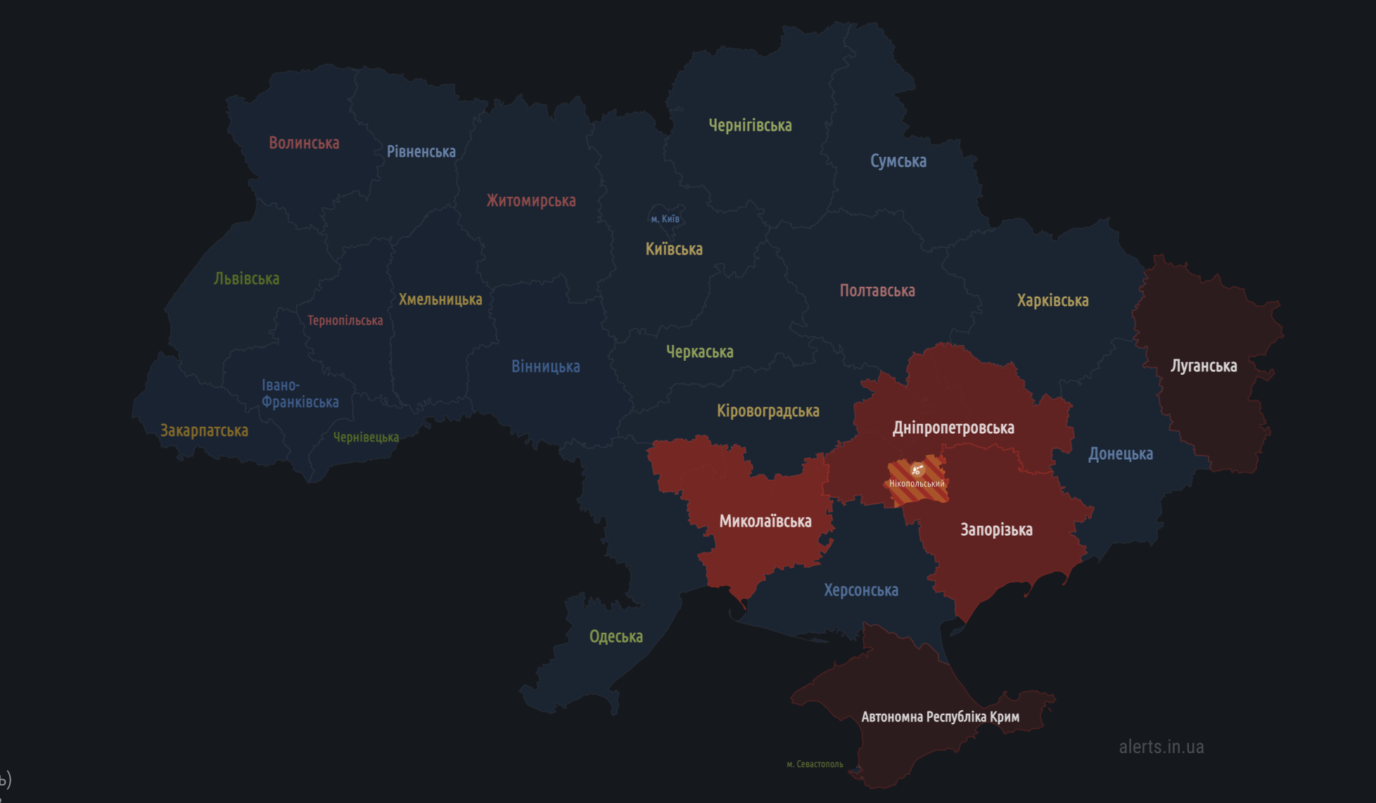 Карта украины где воздушная тревога