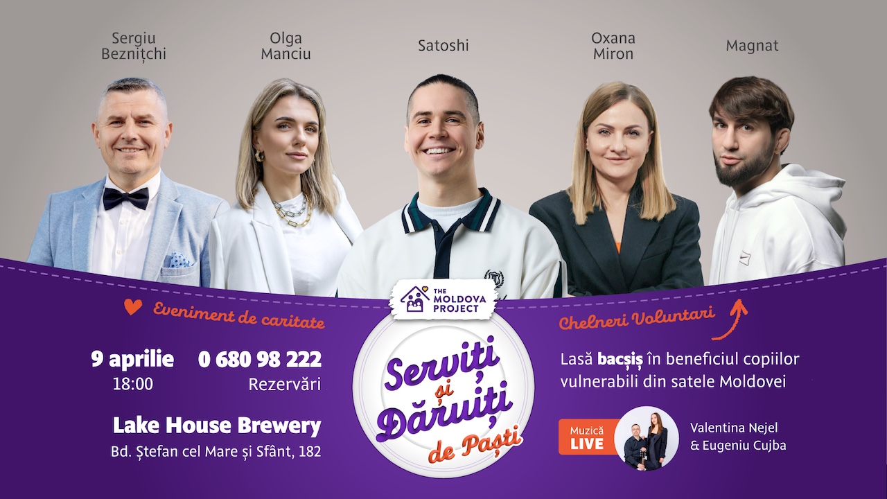 Persoane publice din Moldova devin chelneri pentru o cauză nobilă