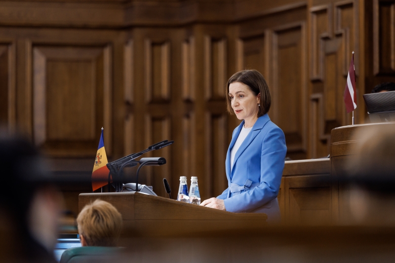 Maia Sandu, în Parlamentul de la Riga: „Legăturile noastre cu România și cu Europa au fost tăiate voit și sistematic”